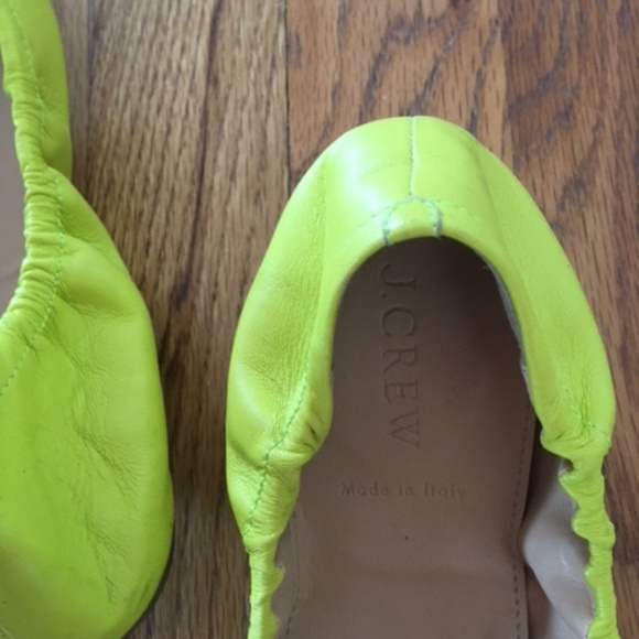 Y2K J crew leather yellow/green flats size 6 - Picture 4 of 4